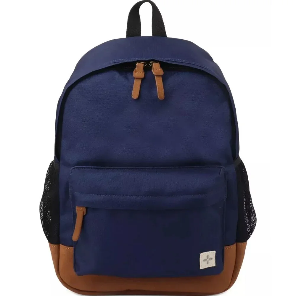Backpack Book Bag Gray Sun Stone Navy Tan School‎ Laptop Work Travel NWT